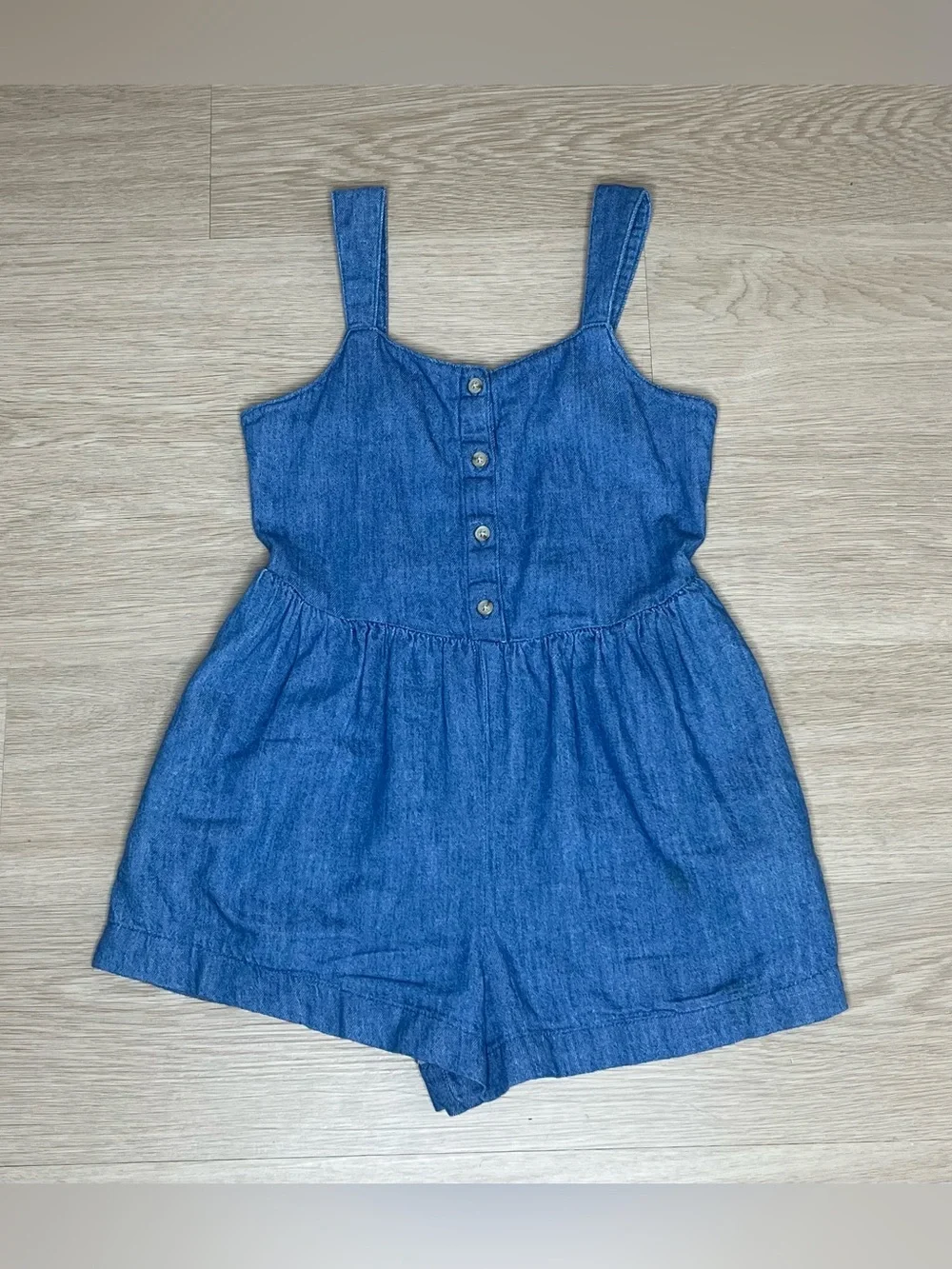 Old Navy Blue Denim Girls' Romper with Button Front